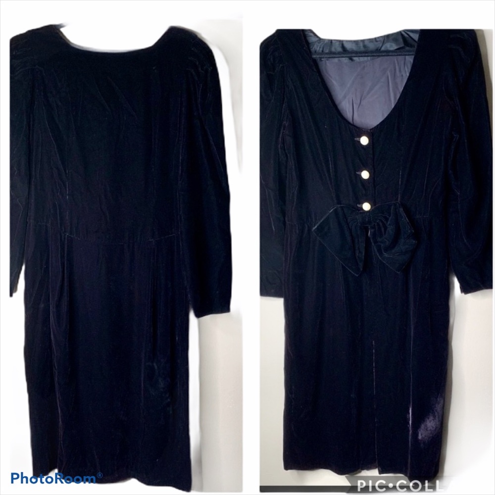 Vintage Maggy London by Jeannene Booher Velvet Dress Black Sz 12